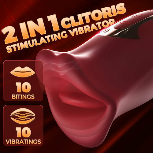 Sexeeg Rose Kiss 10 Biting & 10 Vibrating Modes Stimulate Nipple Clitoral Women Vibrator