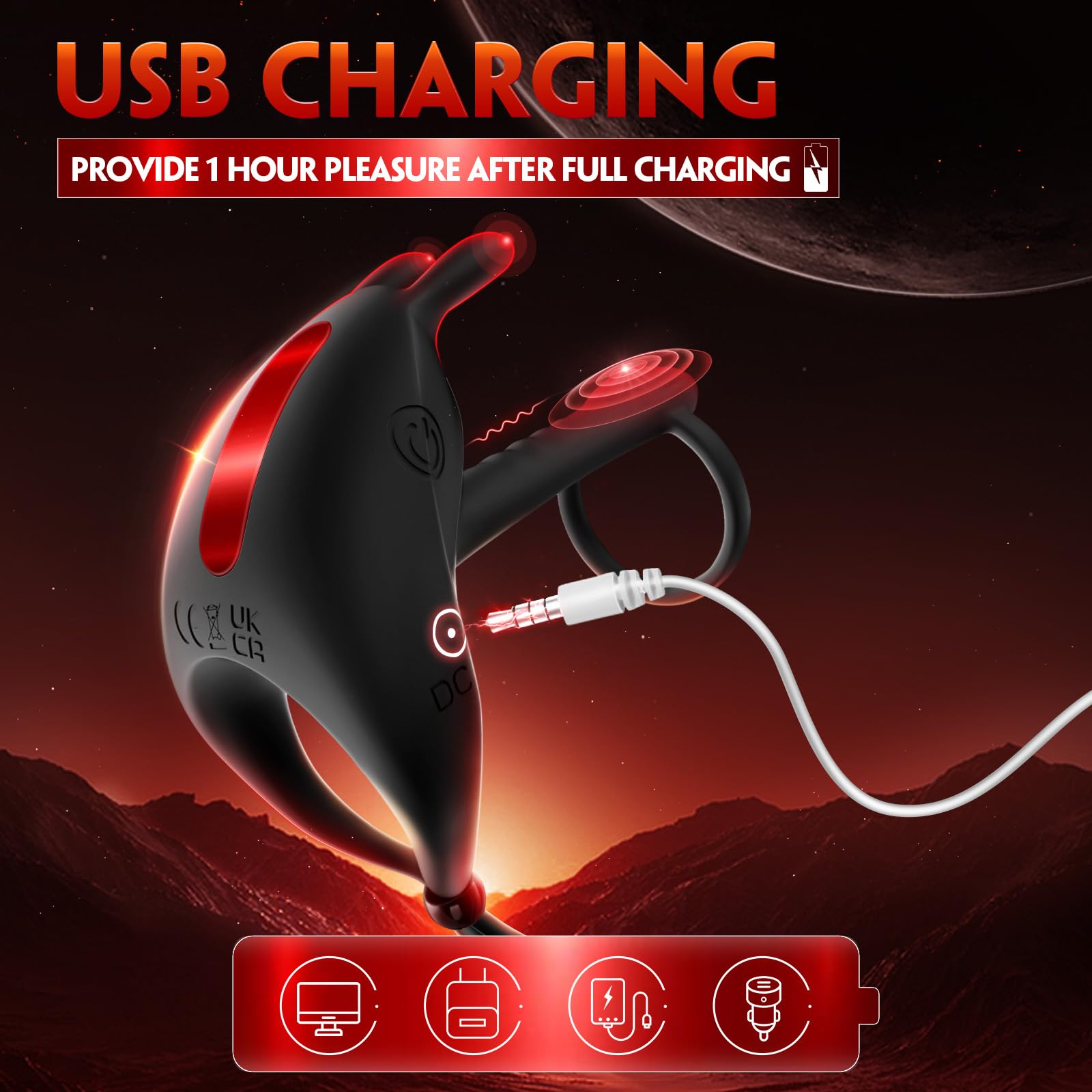 SexeegBunny RIng Vibrating Cock Ring with 2 Penis Ring Penis Sleeve Mens Sex Toys