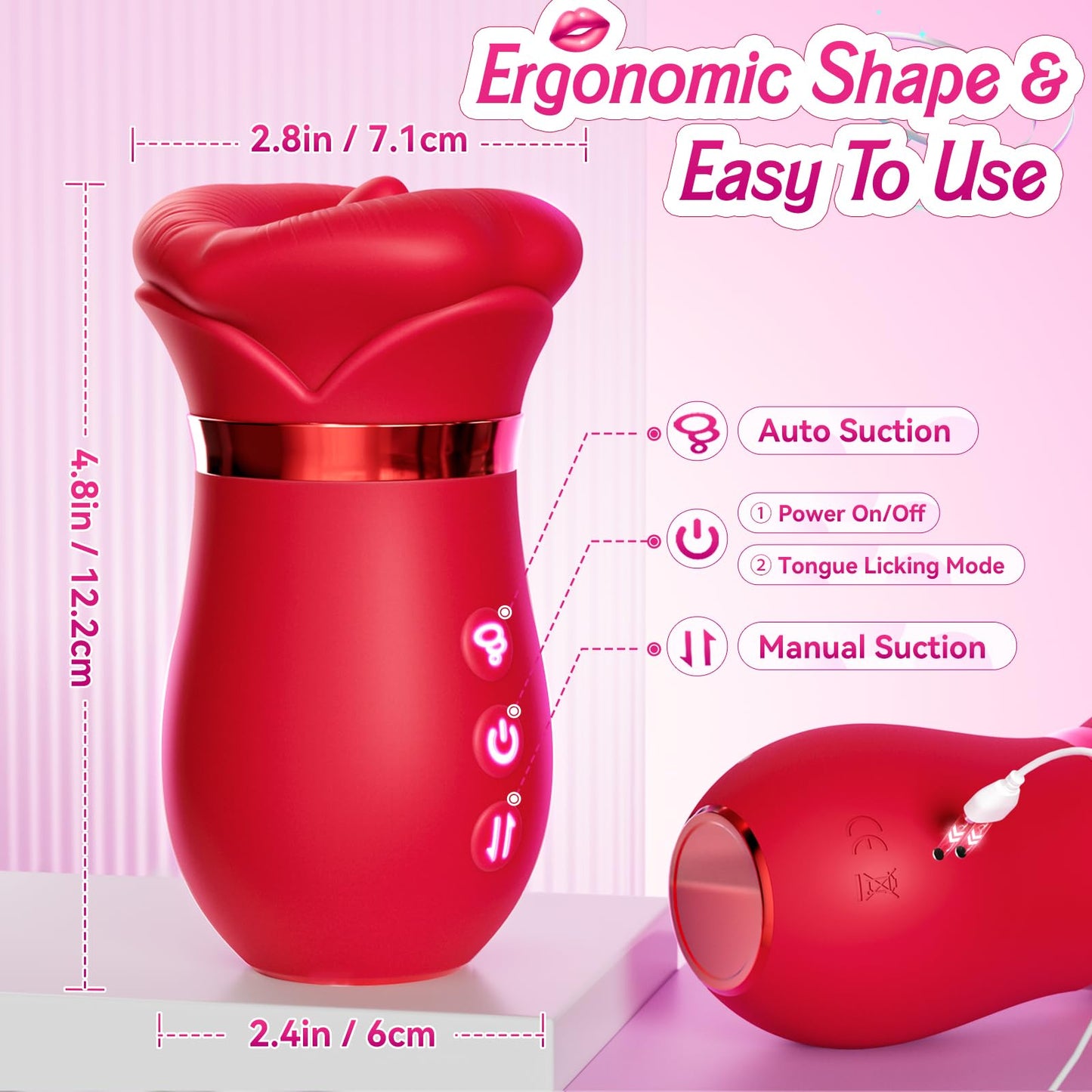 Sexeeg 4IN1 Mouth Sucking Vibrator Rose Sex Toy
