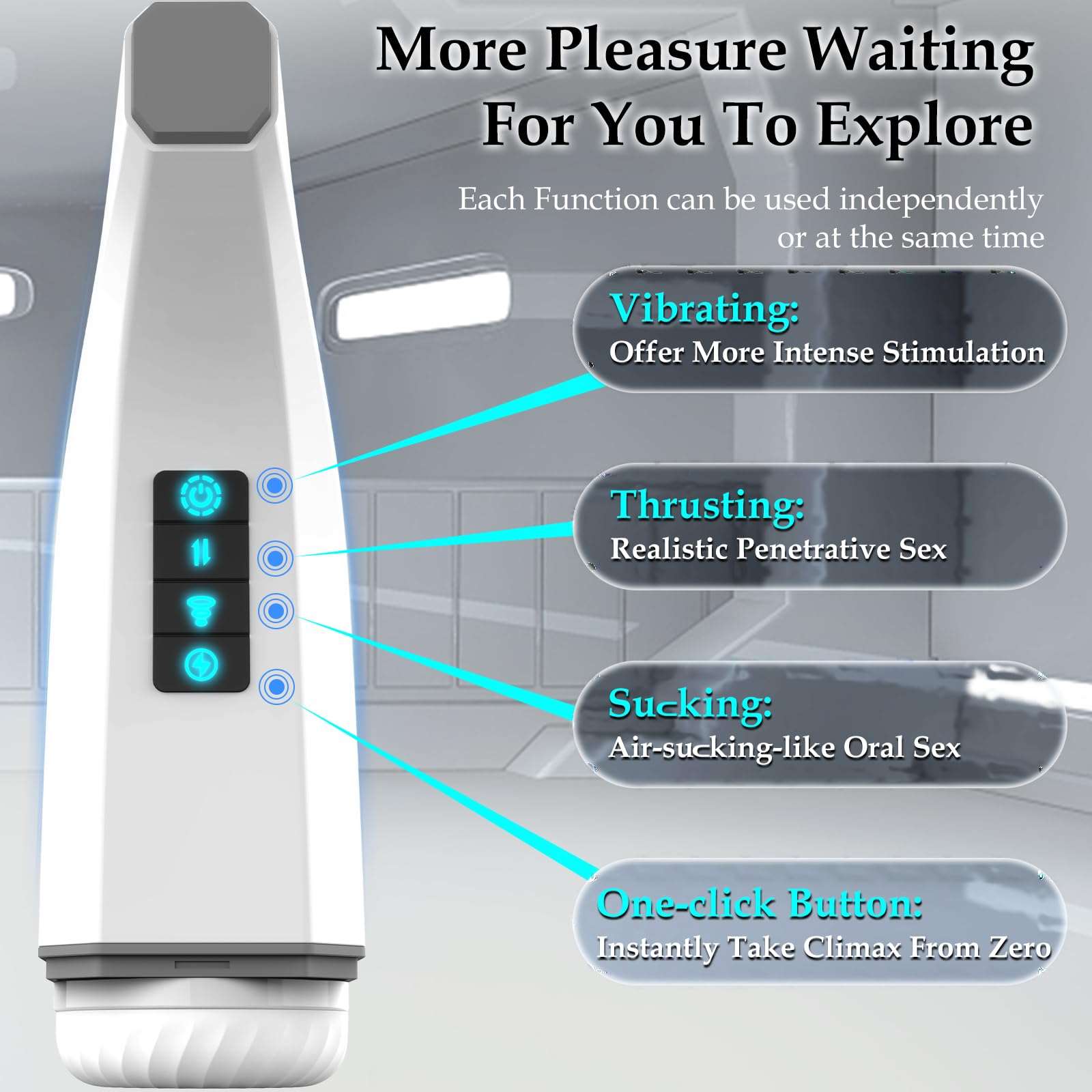 Sexeeg 007-Penis 4D  Clip Suction Smart Real Voice Tongue Lick Male Masturbator Cup