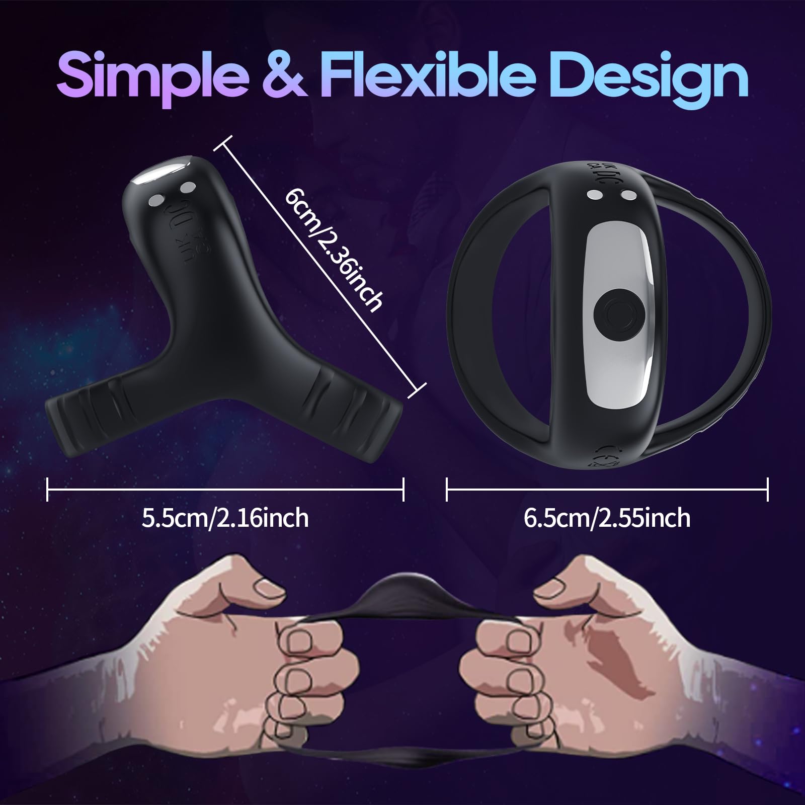Sexeeg Vibrating Cock Ring with APP, Triangular Penis Ring with 10 Vibration Modes