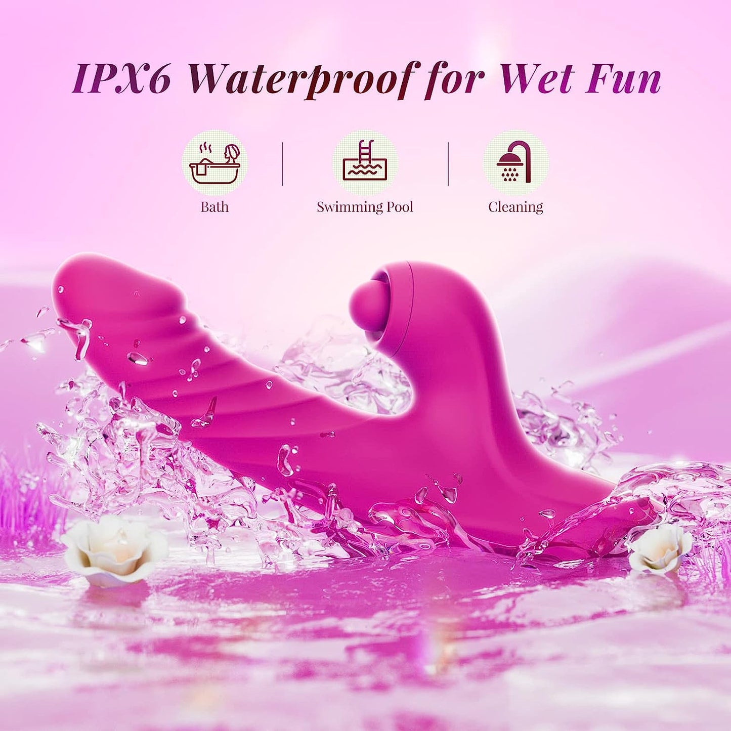 Sexeeg Thrusting Dildo Rabbit Vibrator for Women, Sex Toys Thrusting Vibrator Clitoris Stimulator with 10 Vibrations, 7 Thrusting Modes with Licking, G-spot Vibrators, Sex Toy for Women Couples Pleasure