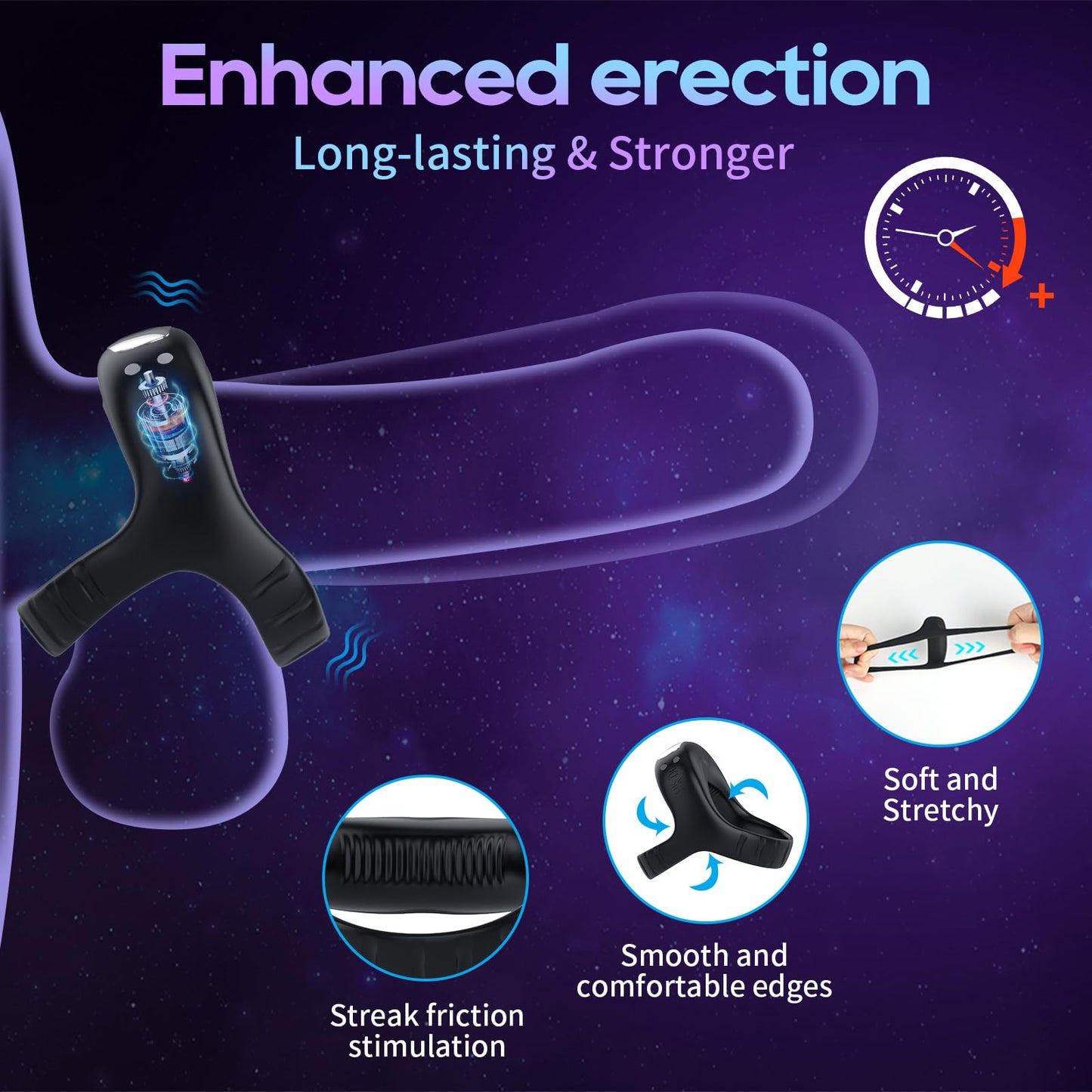 Sexeeg Vibrating Cock Ring with APP, Triangular Penis Ring with 10 Vibration Modes