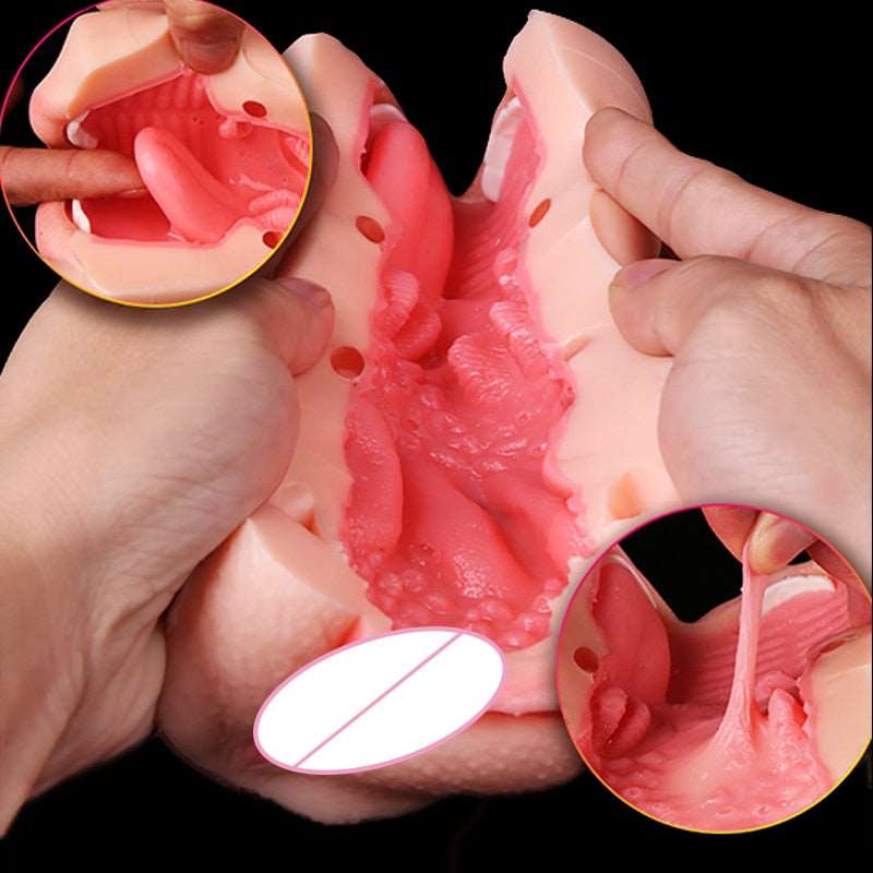 Sexeeg Double Acupoint Device Male Masturbation Device Aircraft Cup Real Channel Massage Double Head