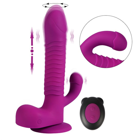 Sexeeg 360 Degree Rotating Telescopic Dildo Vibrator With Suction Cup Wireless Remote Control