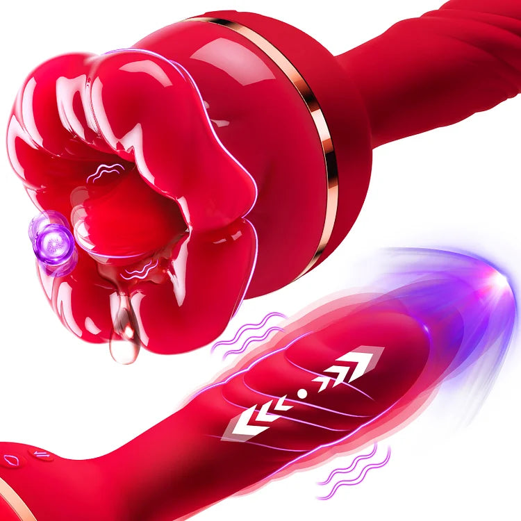 Sexeeg Rose Tongue Licking Suction Vibrator G-spot Vibration Stimulator