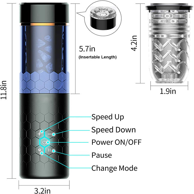 Sexeeg Samurai 3.0 - 10 Thrusting Spinning Telescopic And Rotating Masturbation Cup