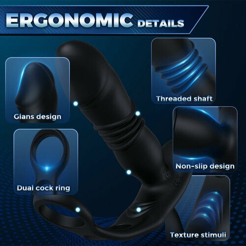 Sexeeg  3 -Thrusting & 12 -Vibrating Cock Rings Prostate Massager