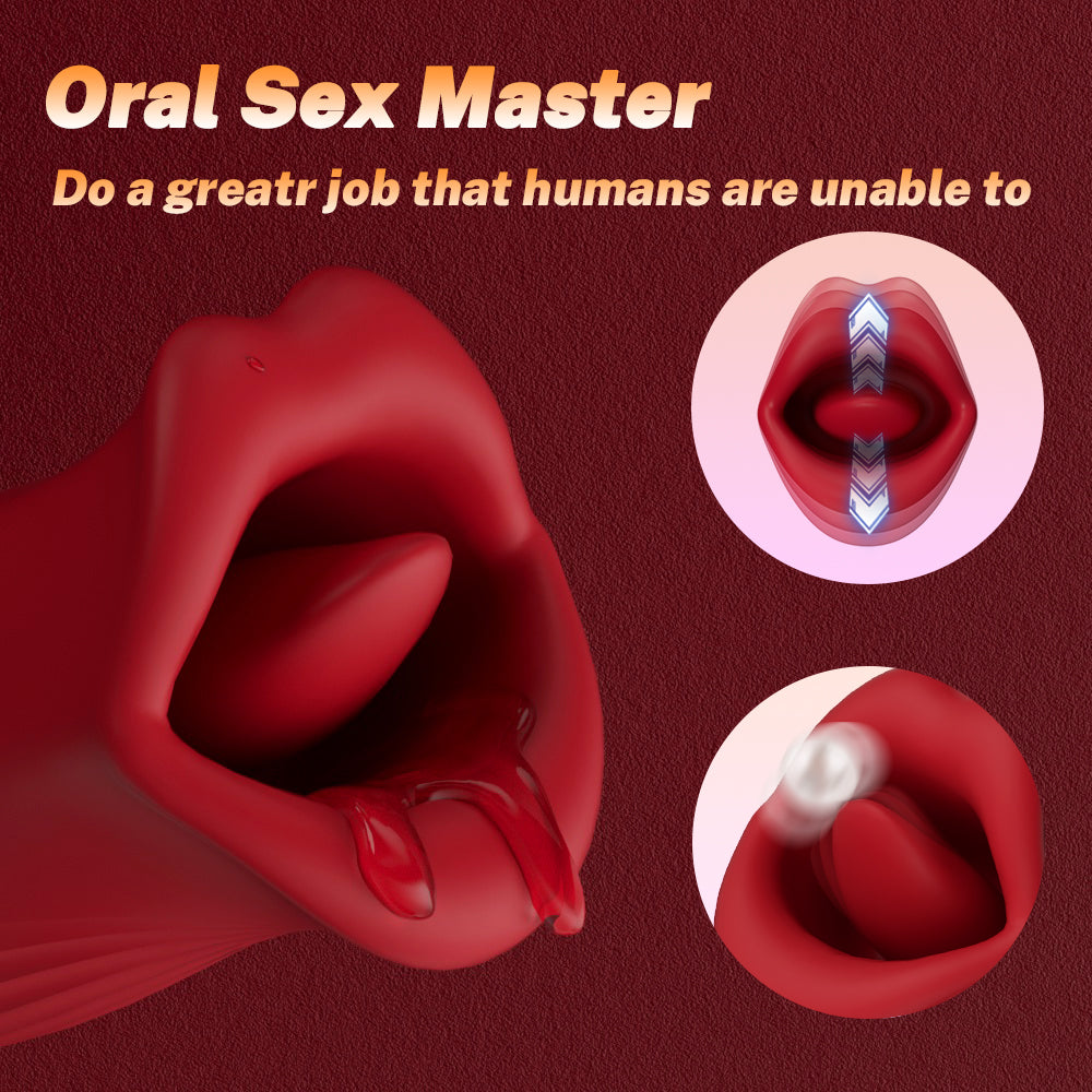 Sexeeg Rose Muncher Rose Kiss Tongue Vibrator With Thrusting Dildo Vibrator