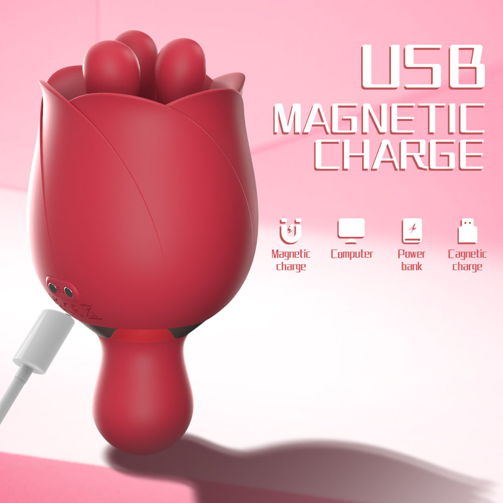 Sexeeg 2 In 1 Rose Vibrator Sex Toy Clitoral Clit Tongue Licking Vibrator