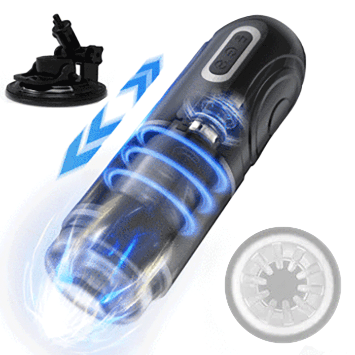 sexeeg  - PowerKing Ultra-Technical Hands-free 7 Telescopic Rotation Modes Male Masturbator Cup