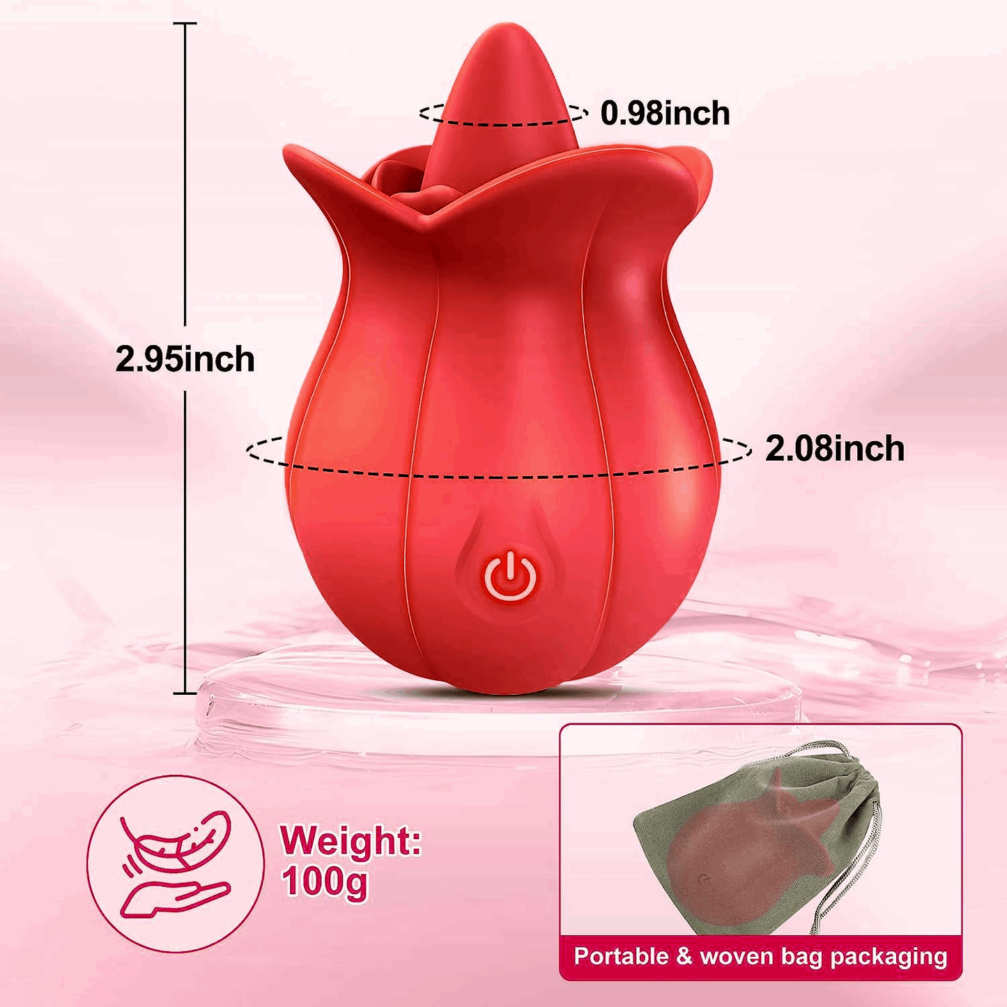 Sexeeg 10 Speeds Rose Vibrator With Tongue