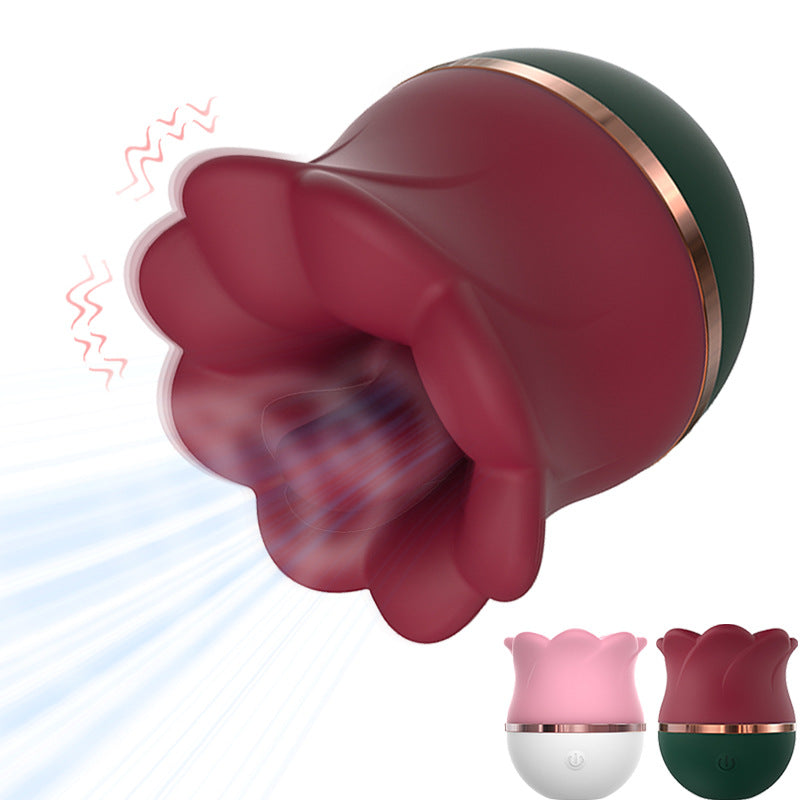 Sexeeg 2 In 1 Rose Kiss Tongue Licking Rose Flower Vibrator