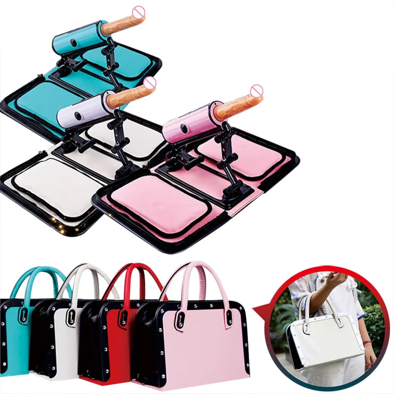 Sexeeg Leather Bag Female Sex Machine Masturbation Pumping Gun With Dildos