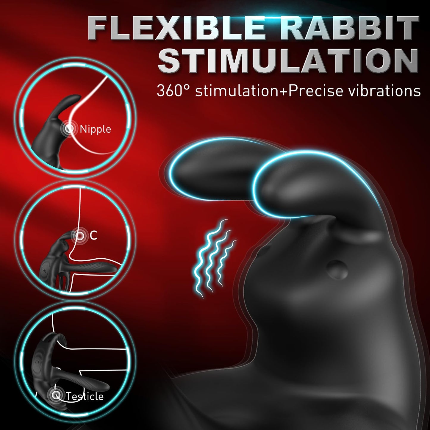 Sexeeg Bunny Ring III Vibrating Cock Ring Penis Ring with APP, Couples Sex Toys Vibrators