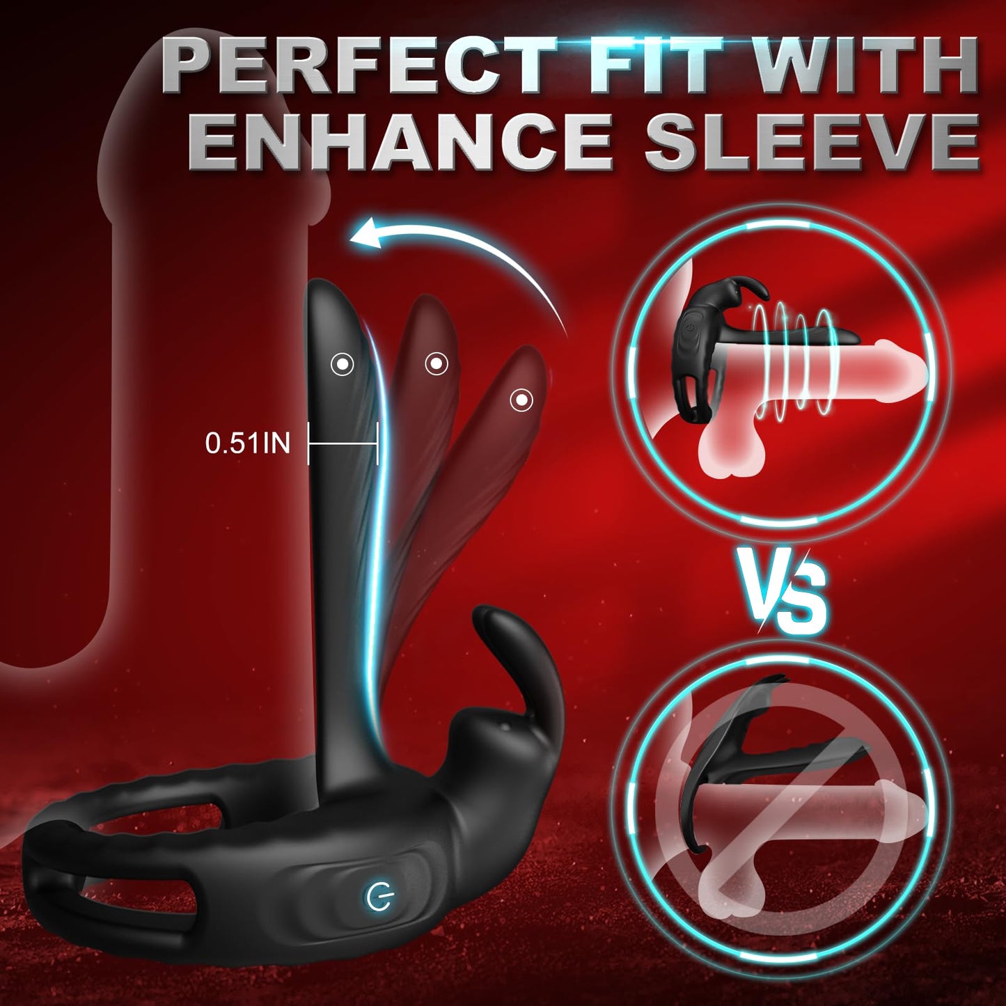 Sexeeg Bunny Ring III Vibrating Cock Ring Penis Ring with APP, Couples Sex Toys Vibrators