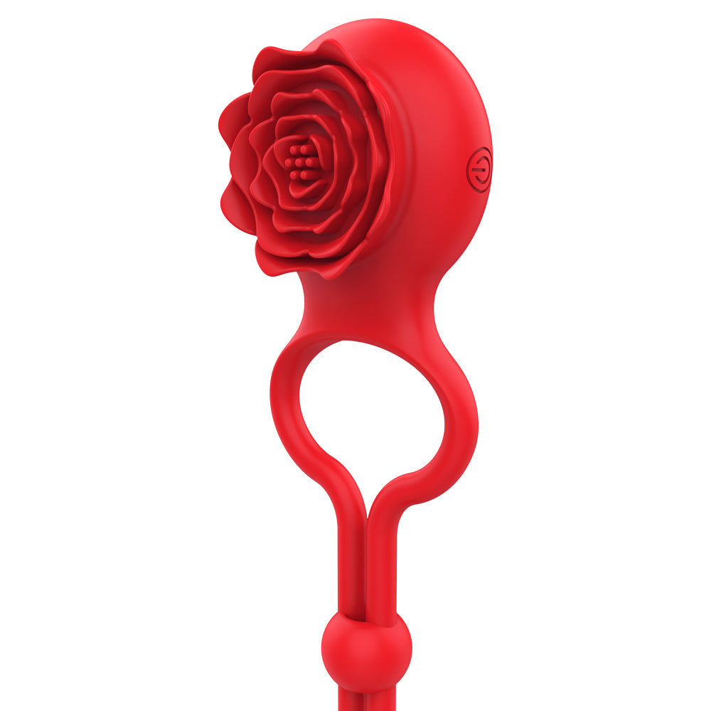 Sexeeg Rose Ring Locking Vibrating Penis Ring Couple Toy