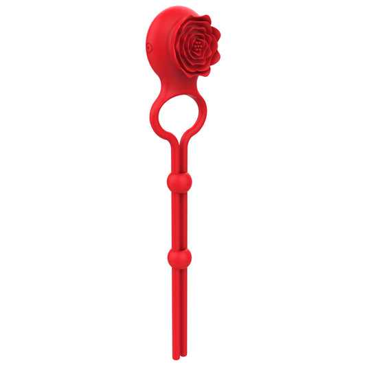 Sexeeg Rose Ring Locking Vibrating Penis Ring Couple Toy