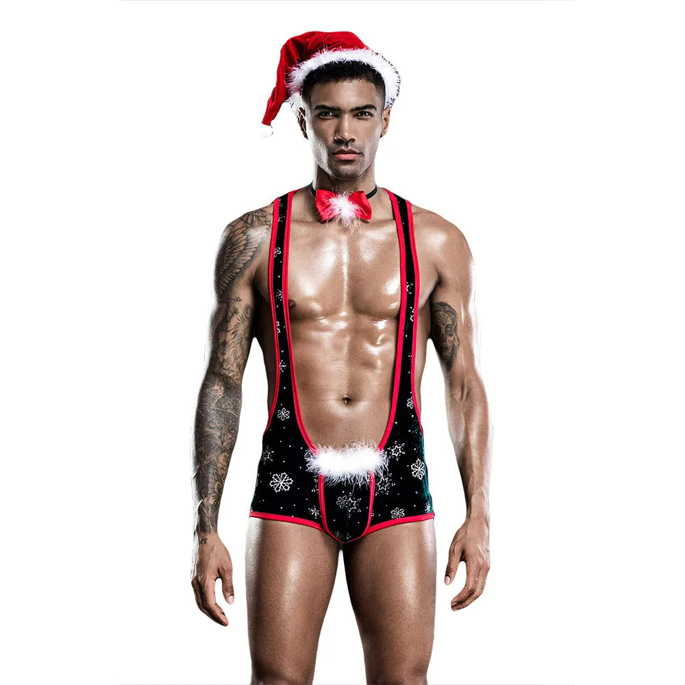 Sexeeg Christmas Men's Sexy Lingerie One-piece Christmas Costume For Male