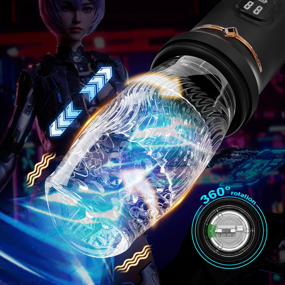 Sexeeg Gawk Gawk 9000 LED Automatic Electric Piston Rotating Sucker Male Blowjob Masturbator