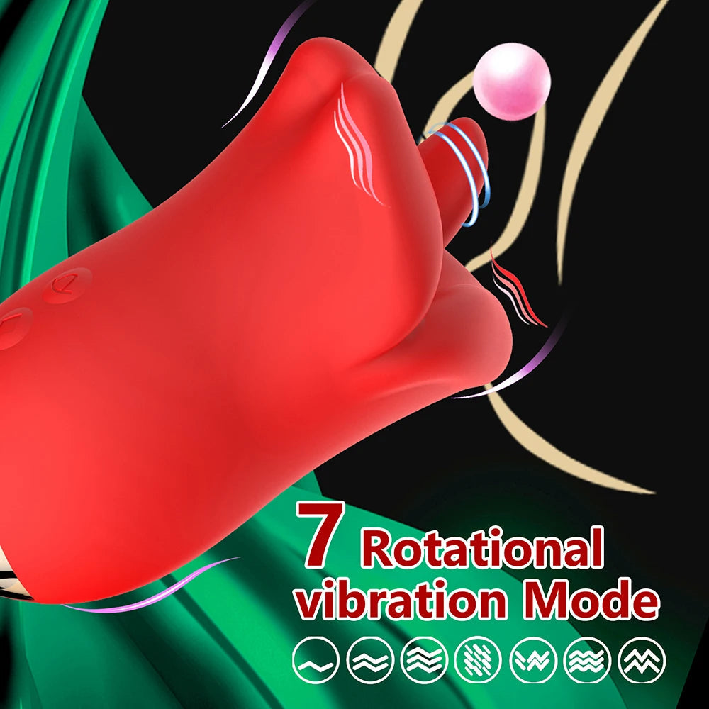 Sexeeg Female Clit Oral Licking Tongue Vibrator Rotating Nipples Stimulator