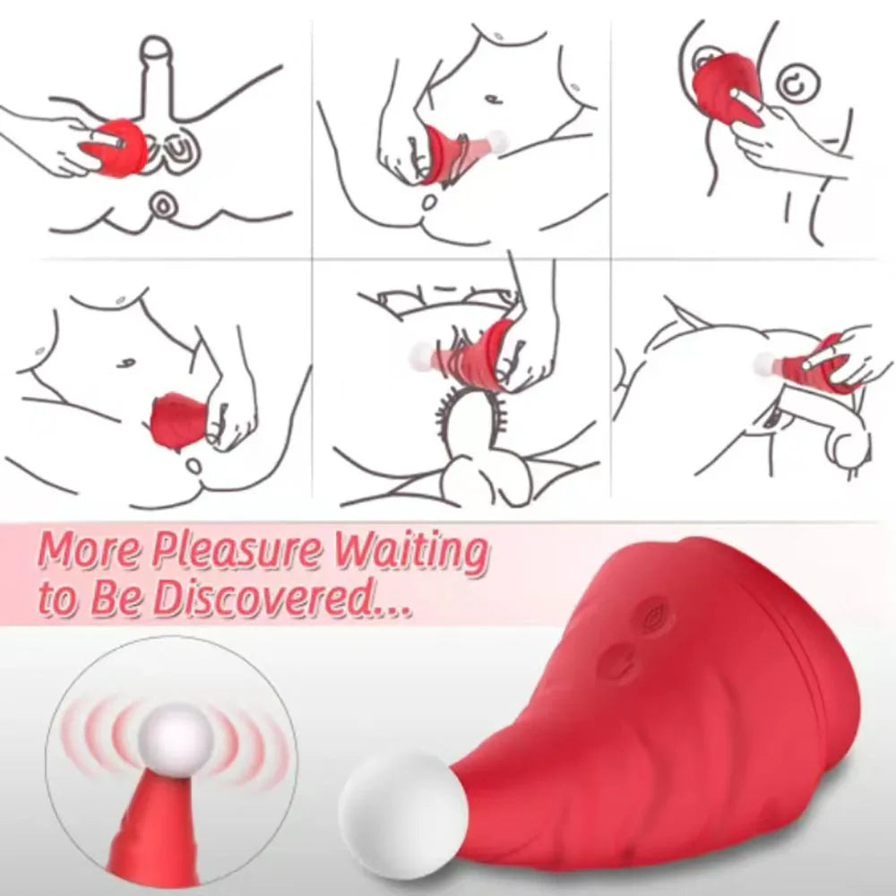 Sexeeg Santa Hat Vibrator 15 Speed Cunnilingus Masturbator Clit G-Spot Stimulator For Christmas