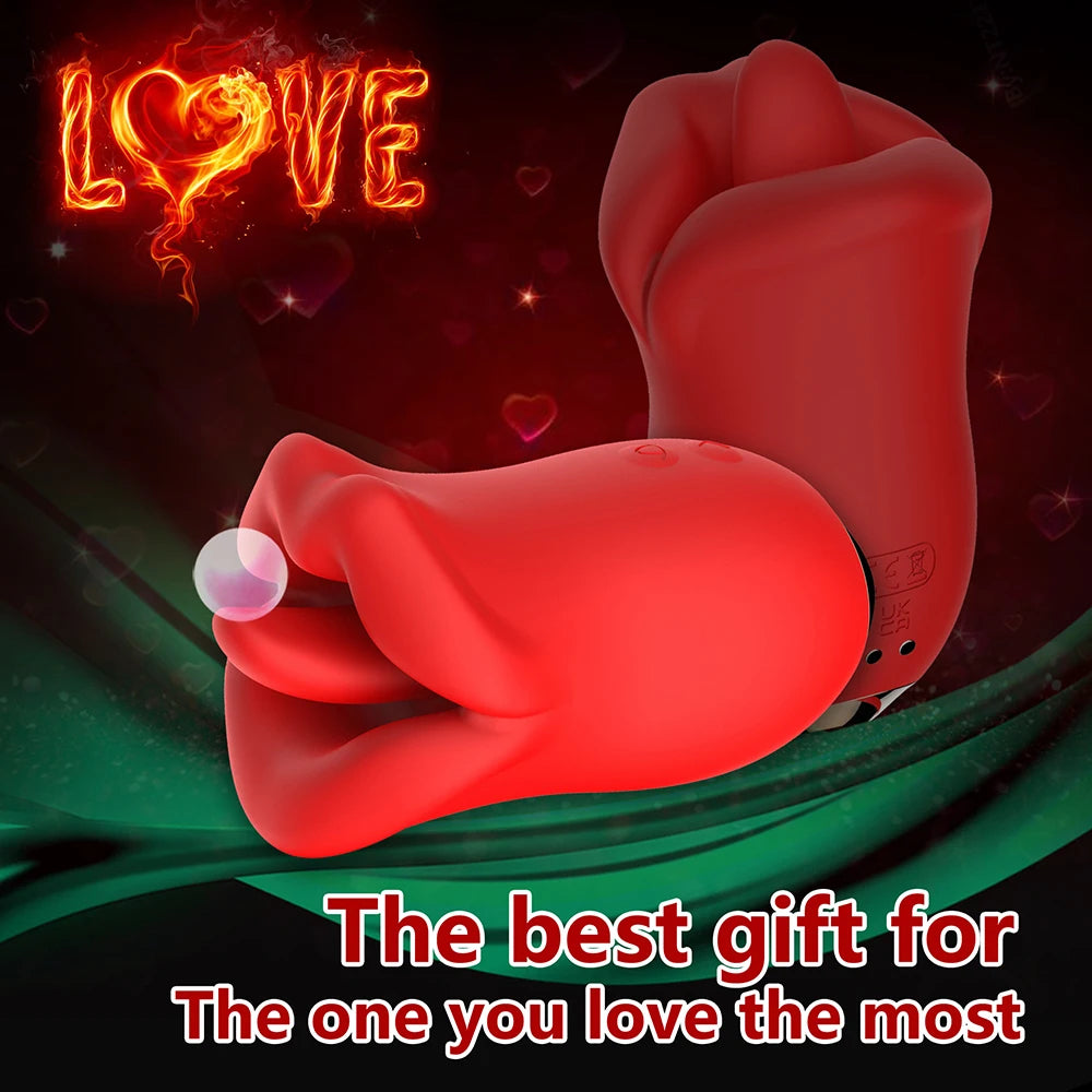 Sexeeg Female Clit Oral Licking Tongue Vibrator Rotating Nipples Stimulator