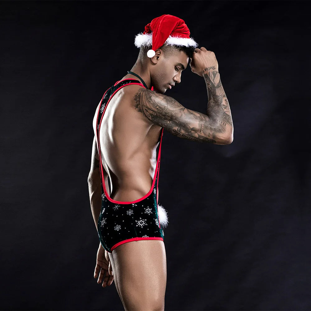 Sexeeg Christmas Men's Sexy Lingerie One-piece Christmas Costume For Male