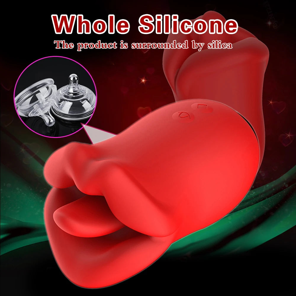 Sexeeg Female Clit Oral Licking Tongue Vibrator Rotating Nipples Stimulator