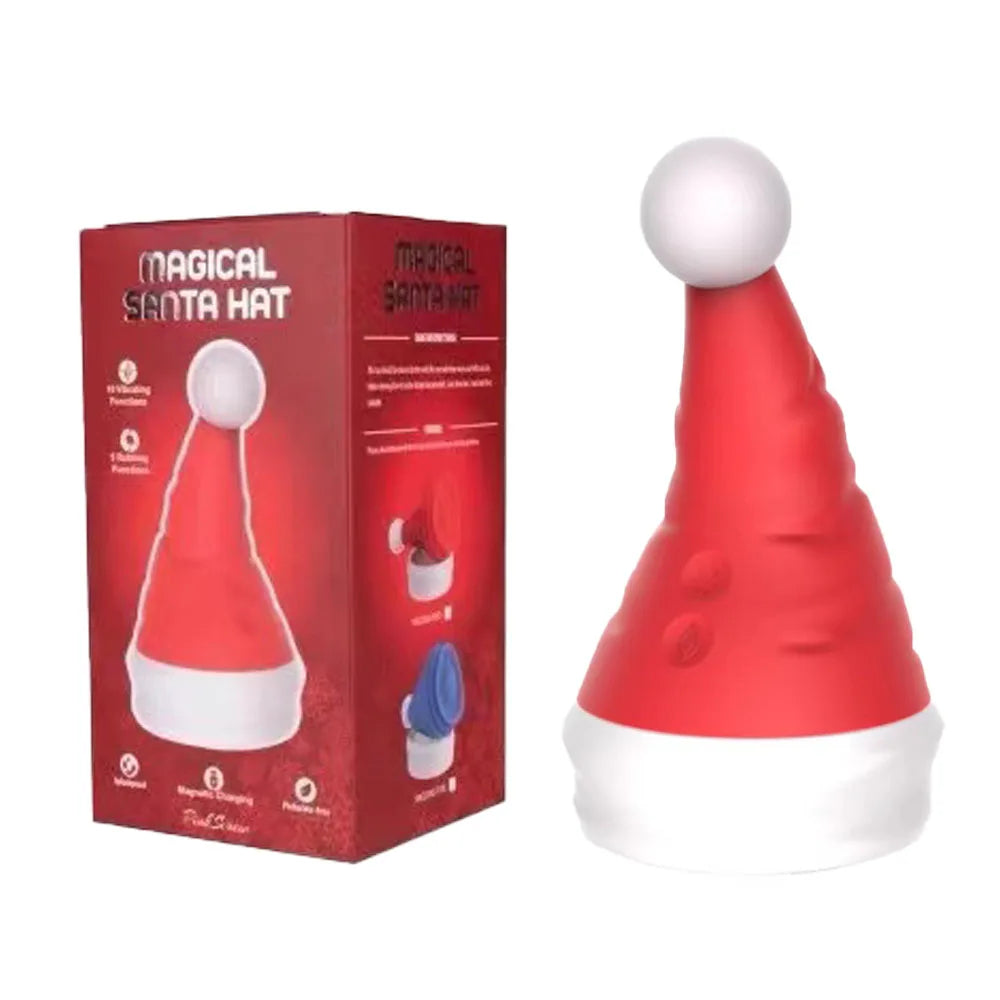 Sexeeg Santa Hat Vibrator 15 Speed Cunnilingus Masturbator Clit G-Spot Stimulator For Christmas
