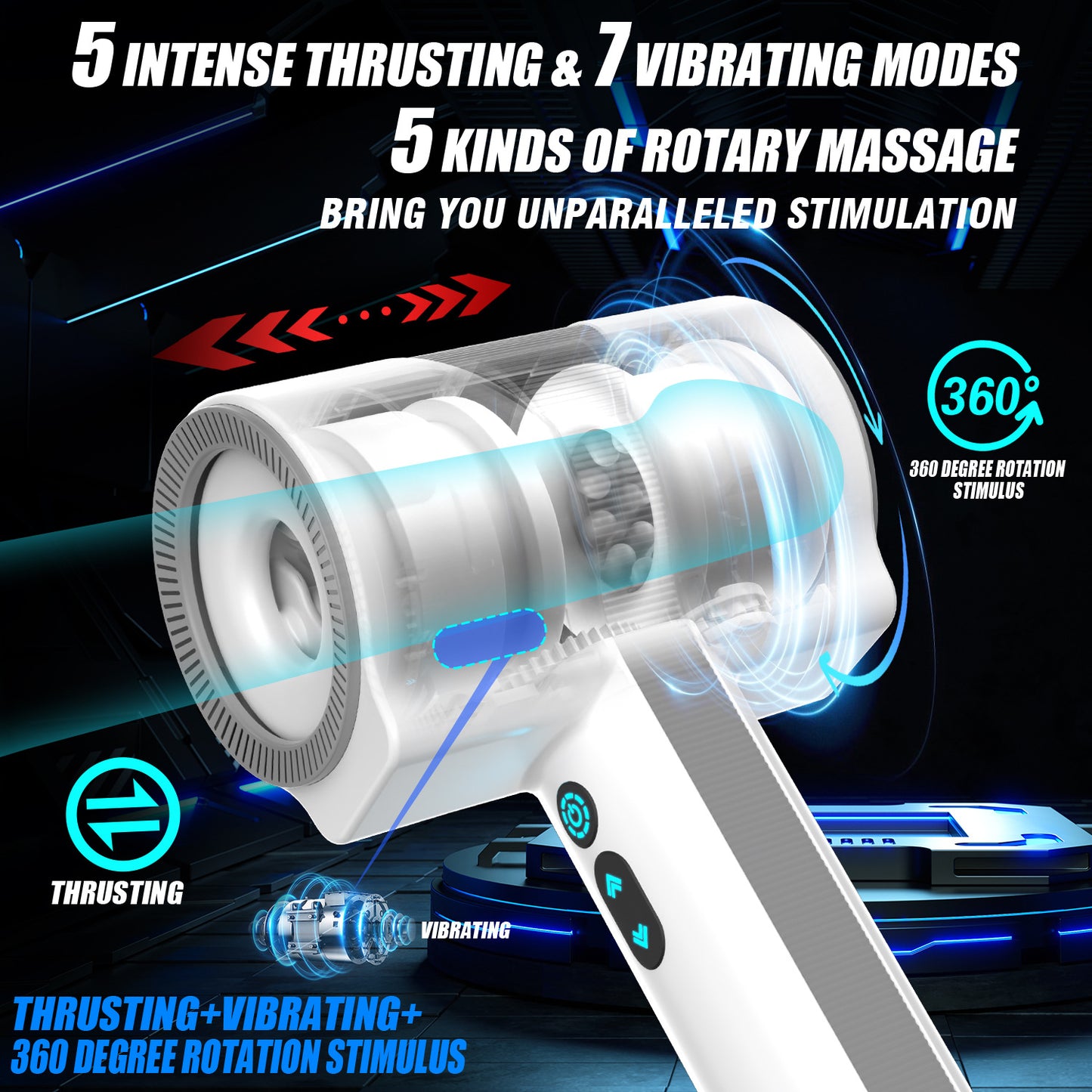 Sexeeg Thor 1st Generation Multi Frequency Telescopic Rotating Vibration Male Penis Masturbation Cup