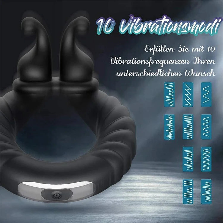 Sexeeg Vibrating Dual Penis Ring Dildo Stretchy Cock Ring