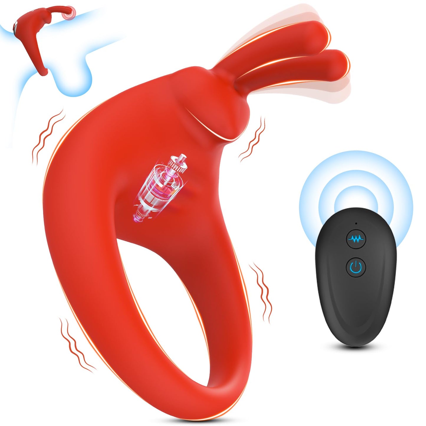Sexeeg Rabbit Vibrating Cock Ring Adult Sex Toys with Clitoral Vibrator