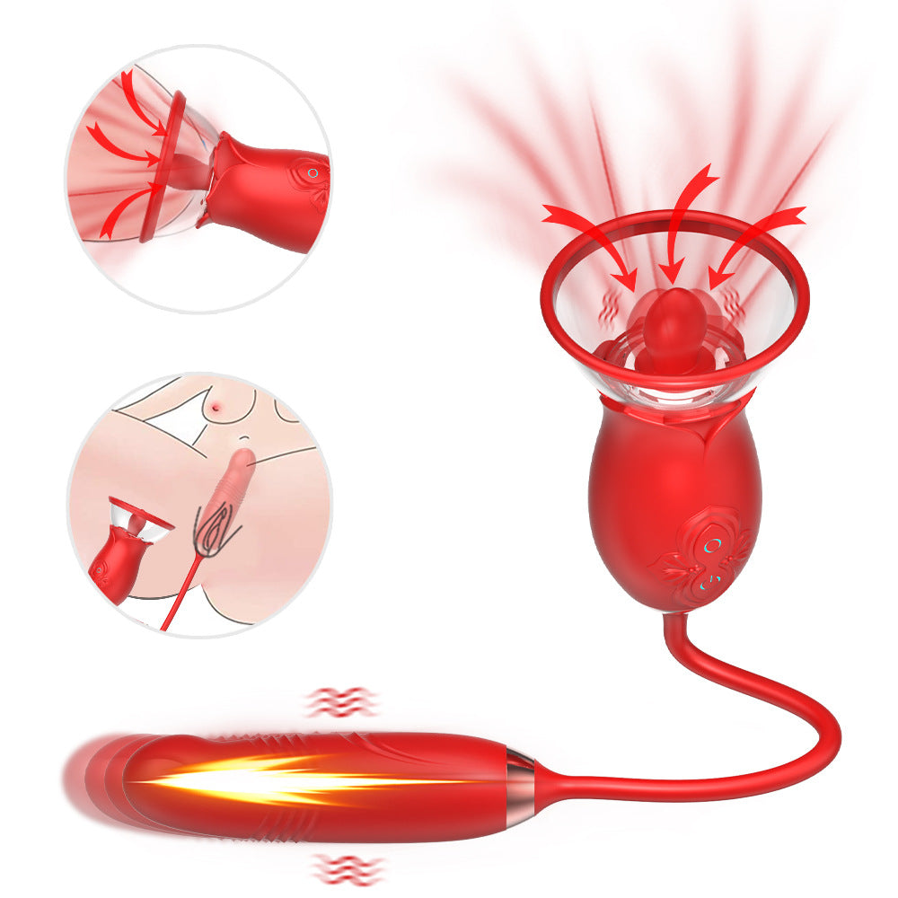 Sexeeg Rose Tongue Extender Clitoris Sucker Dildo Sex Toy For Women