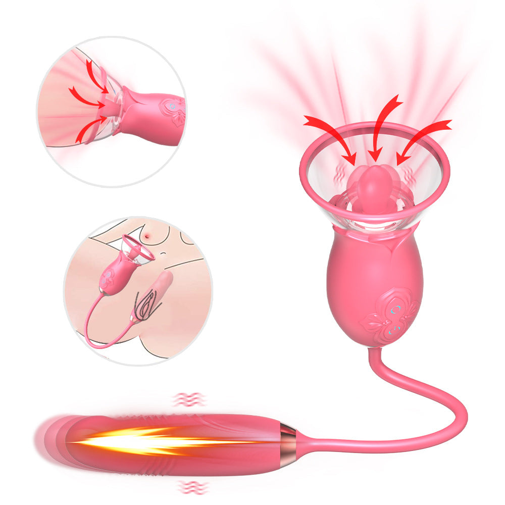 Sexeeg Rose Tongue Extender Clitoris Sucker Dildo Sex Toy For Women