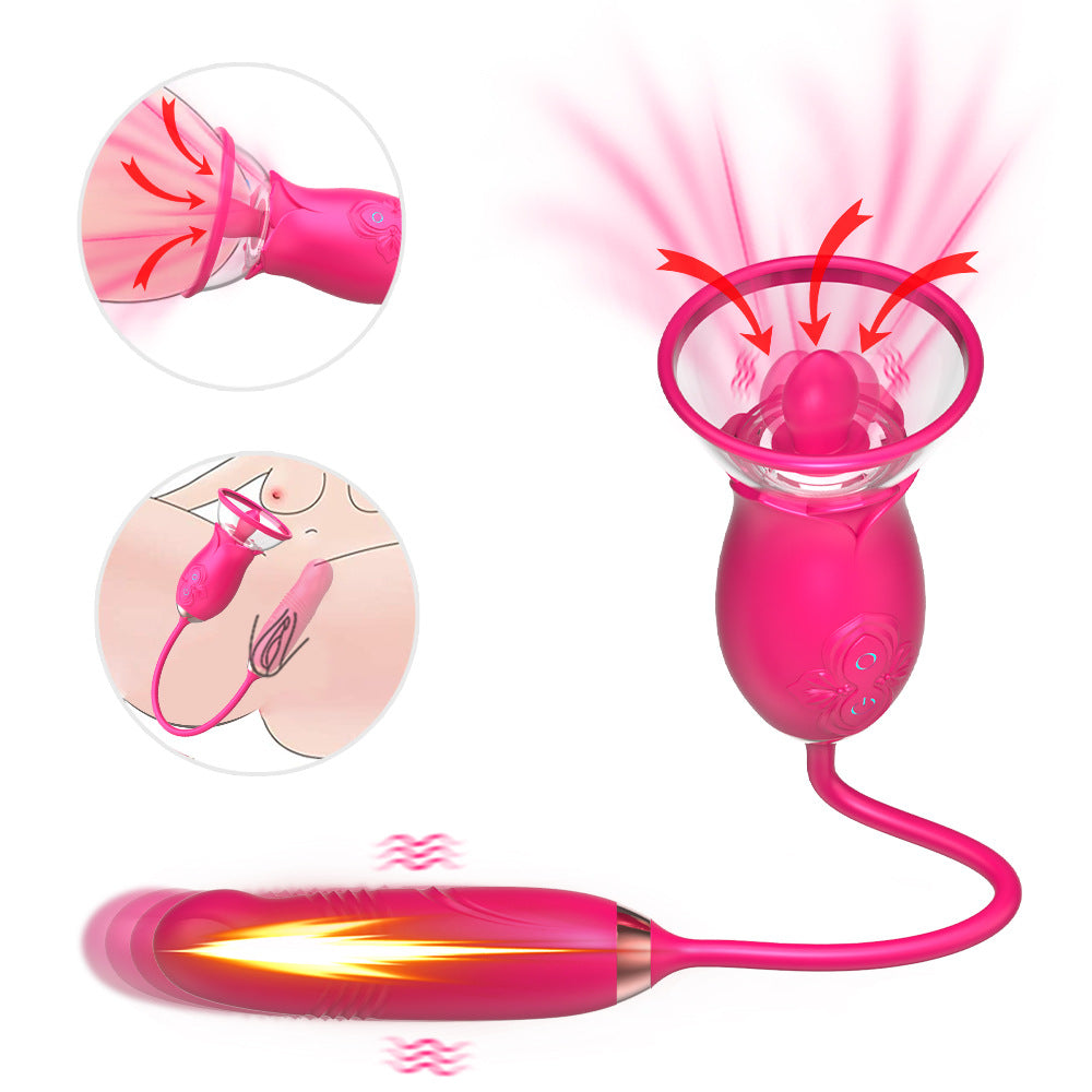 Sexeeg Rose Tongue Extender Clitoris Sucker Dildo Sex Toy For Women