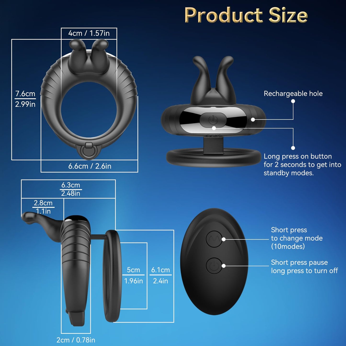 Sexeeg Bunny Ring IV Waterproof Male Sex Toys for Men Couples Cock Rings Adult Toys