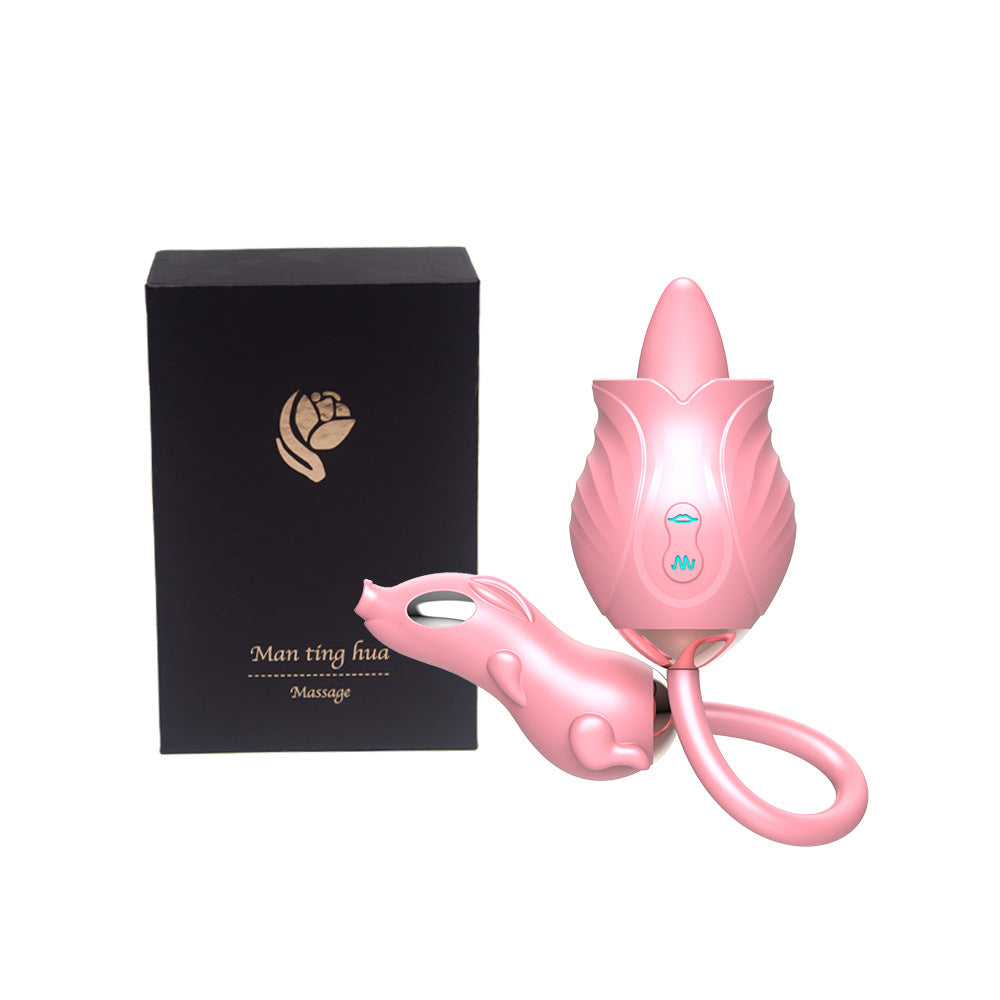Sexeeg New Rose Double Head Tongue Licking Vibration Jump Egg For Women