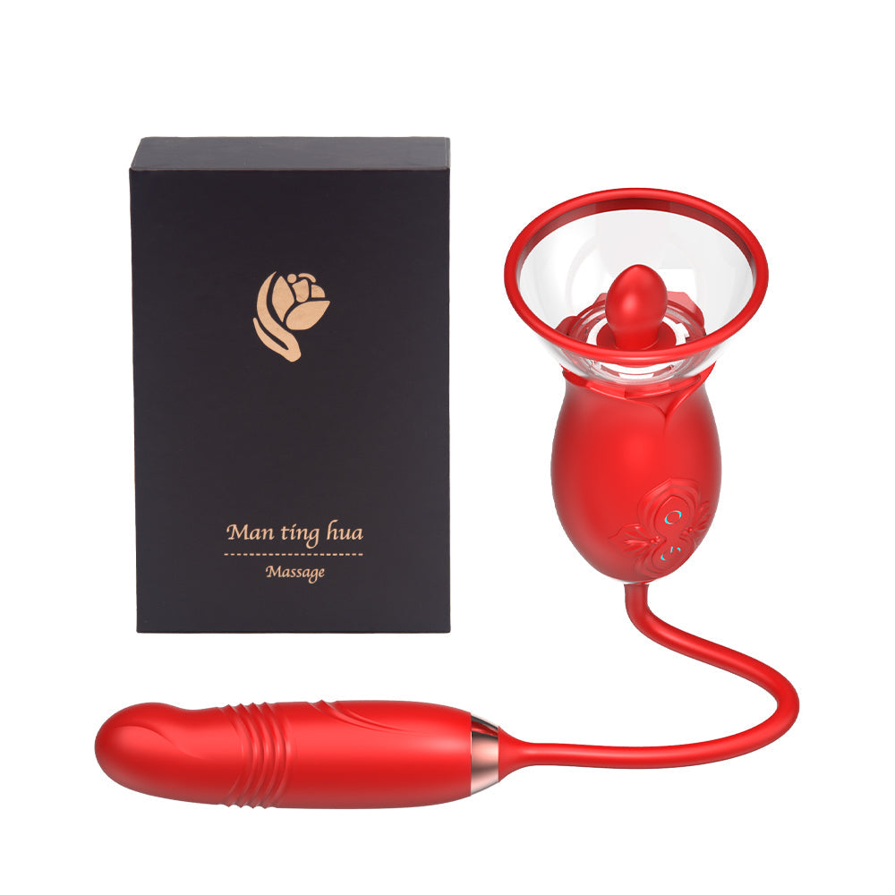 Sexeeg Rose Tongue Extender Clitoris Sucker Dildo Sex Toy For Women