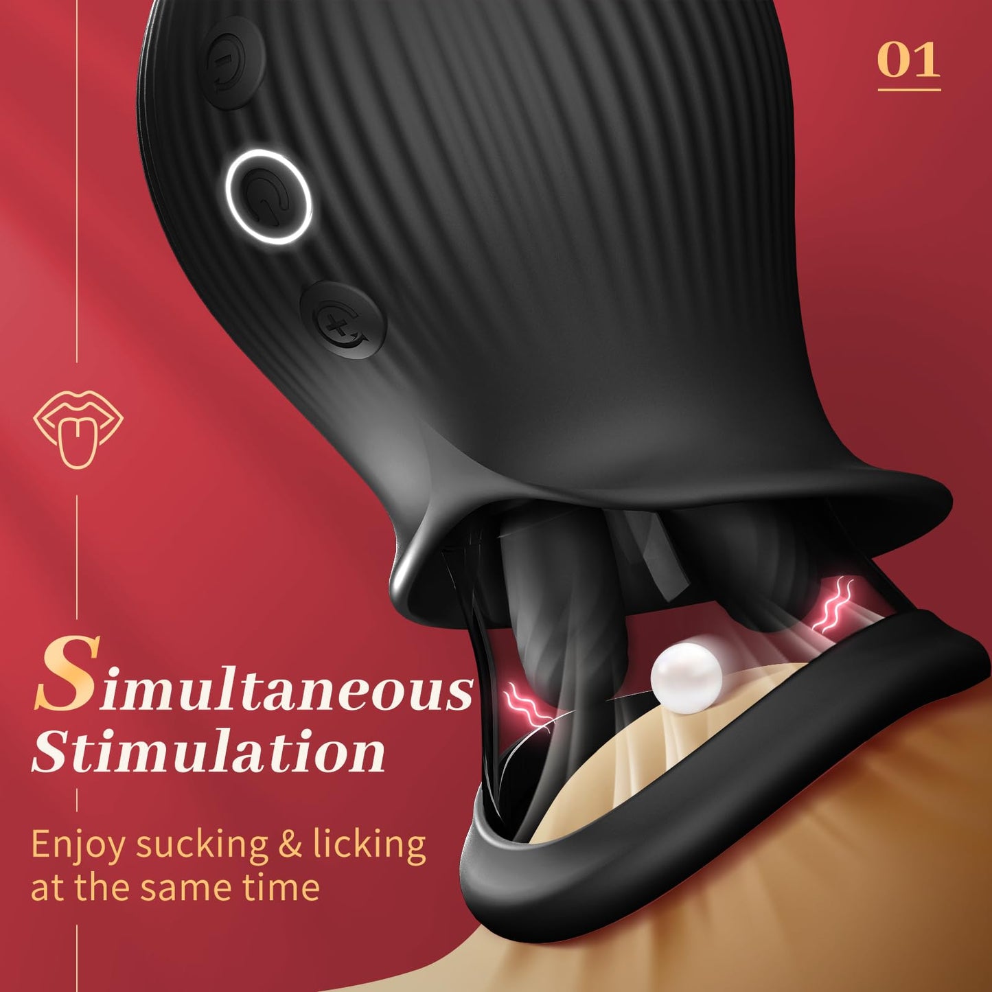 Sexeeg Rose Romeo - 3in1 Rose Sex Toy with 2 Suction Cups, Adult Toys Female Clitoral Nipple Vibrators with 10 Licking Sucking Vibrating