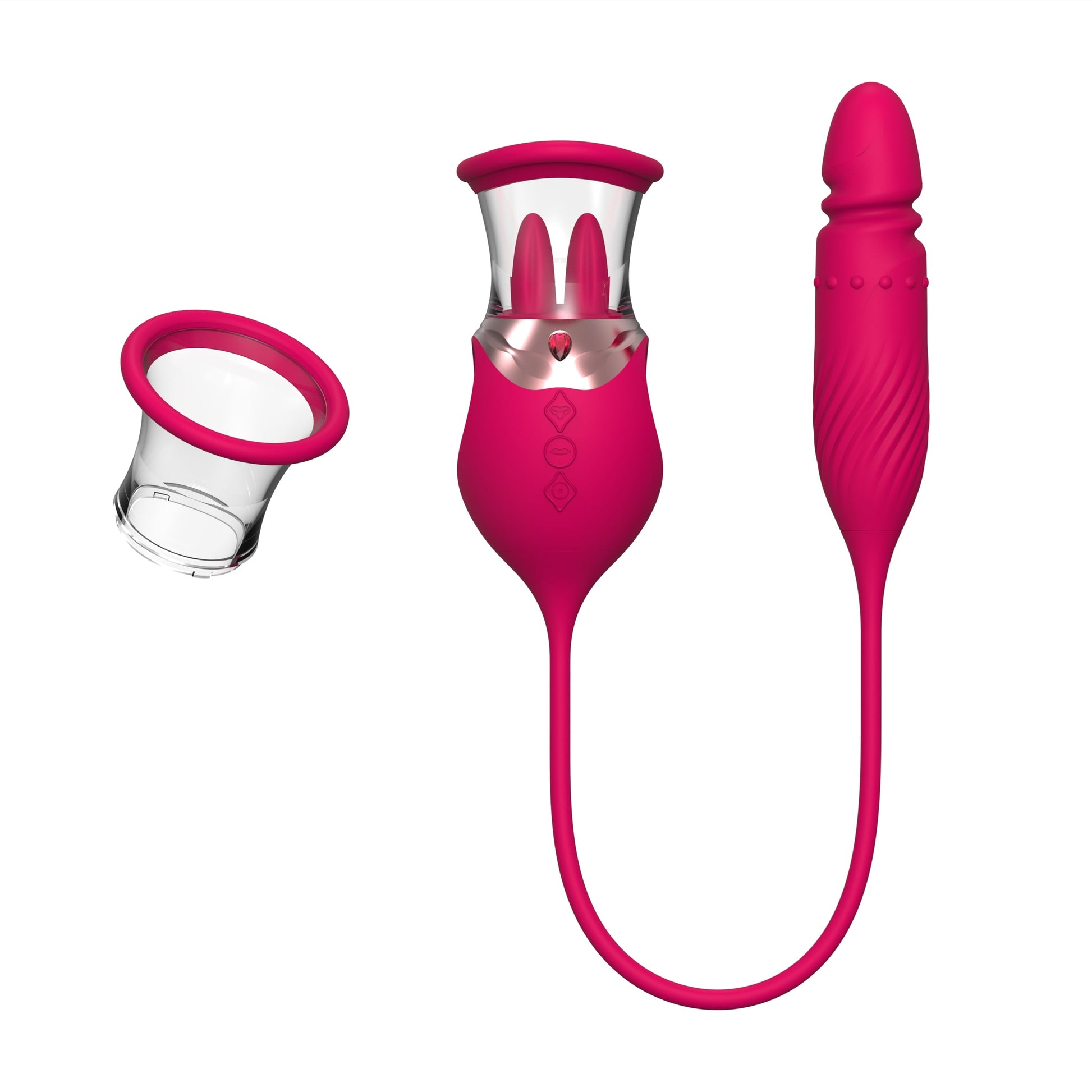 Sexeeg Rose Sex Toy 4 In1 Tongue Licking Thrusting G Spot Vibrator Clitoral Nipple Sucker Pump Stimulator