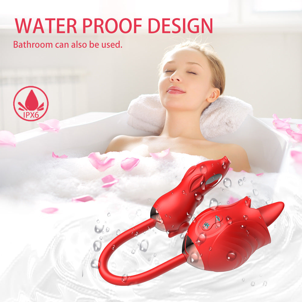 Sexeeg New Rose Double Head Tongue Licking Vibration Jump Egg For Women