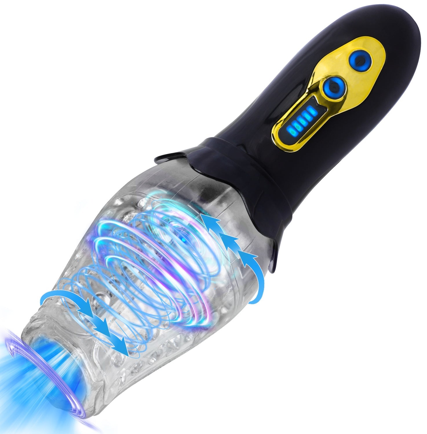 Sexeeg Male Rose Penis Trainer Rotating Vibrating Deepthroat Masturbator
