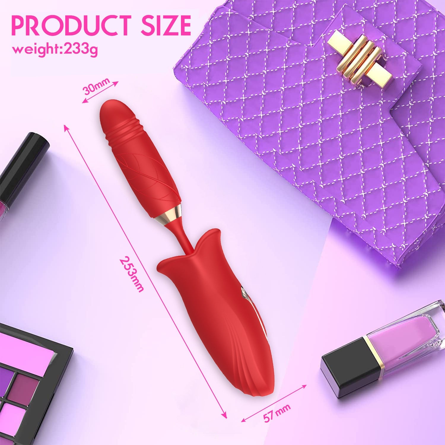 Sexeeg Rose Muncher Lip Tongue Suction Vibrator With Thrusting Dildo Vibrator