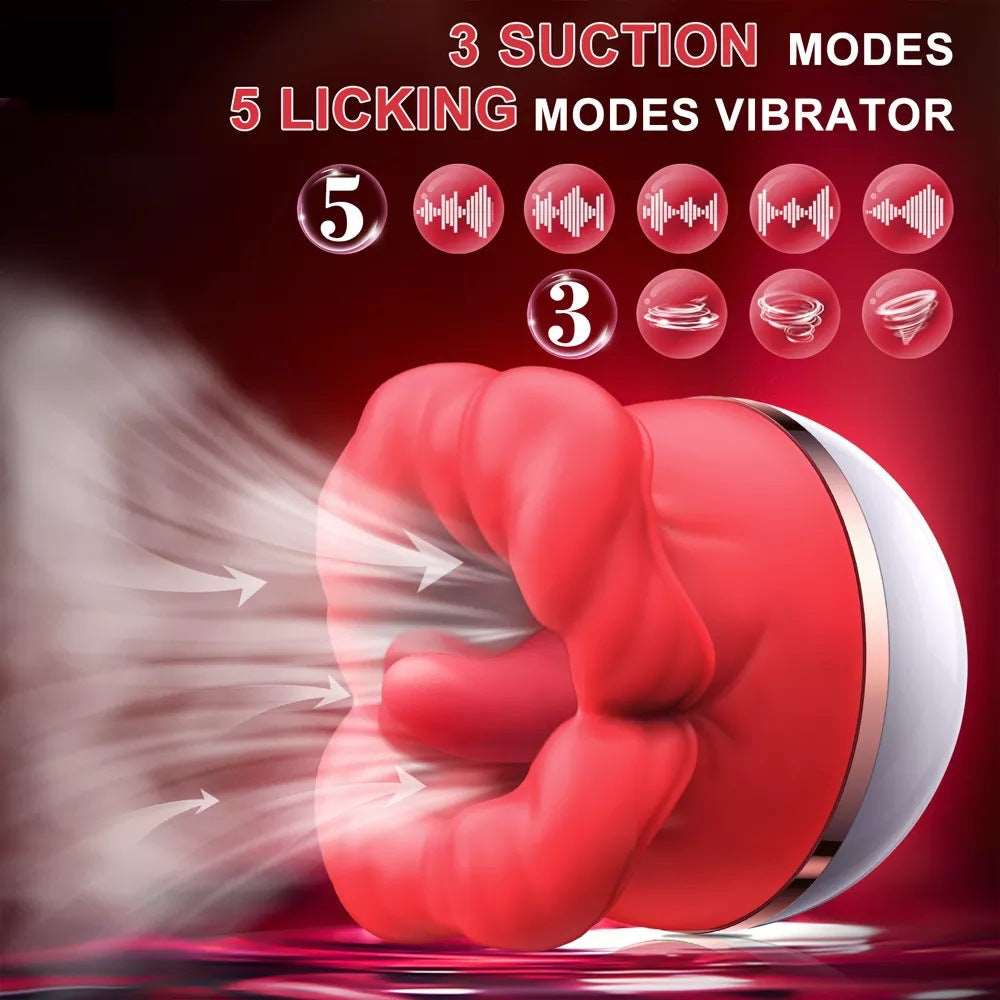 Sexeeg Big-Mouth Tongue Sucking Female Masturbator Massager Rechargeable Vibrator