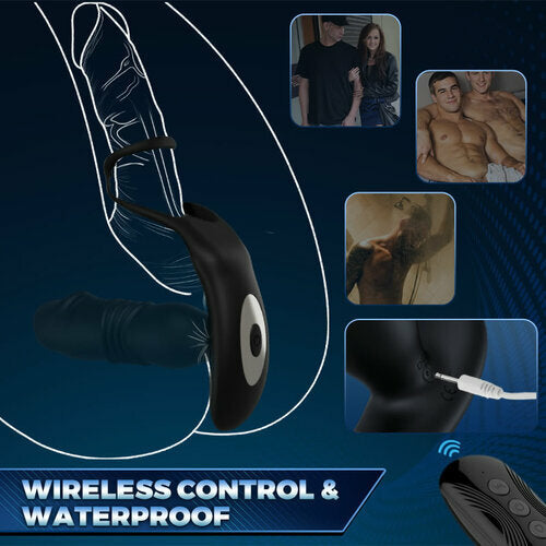 Sexeeg  3 -Thrusting & 12 -Vibrating Cock Rings Prostate Massager