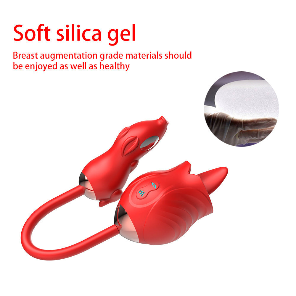 Sexeeg New Rose Double Head Tongue Licking Vibration Jump Egg For Women
