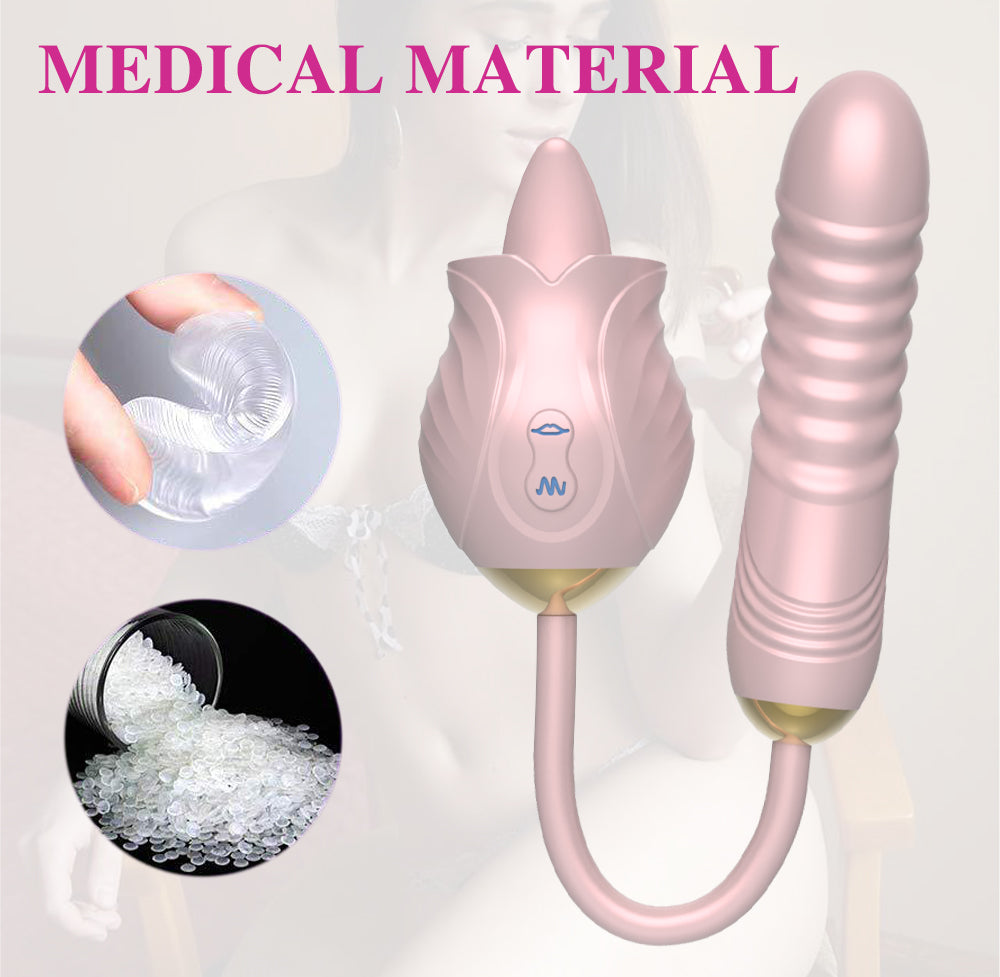 Sexeeg New Rose Toy Warming G-spot Tongue Licking Vibrator
