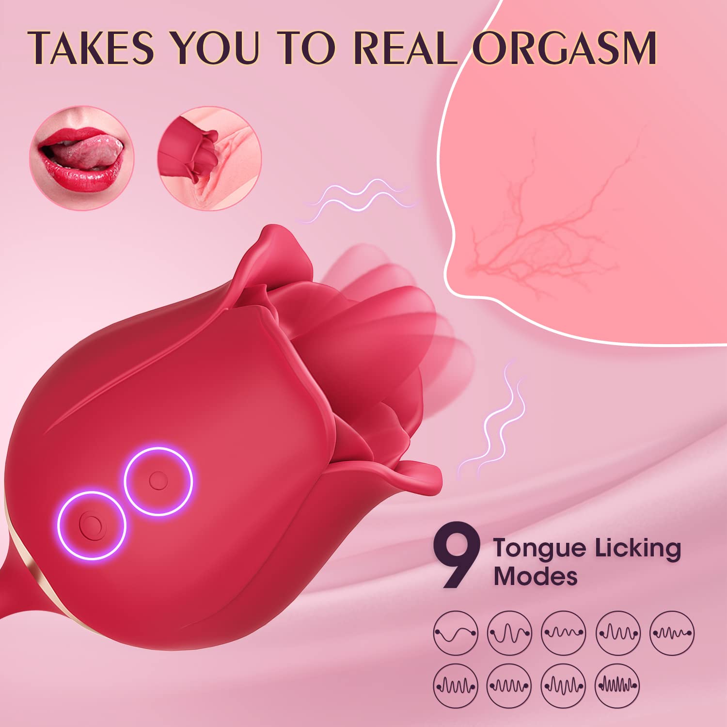 Sexeeg Rose Toy Vibrator Female Telescopic Egg Jumping  Tongue Licker Sex Toys