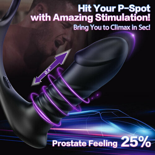Sexeeg 10 Thrilling Vibration 3 Thrusting Silicone Remote Control Cock Ring Anal Vibrator